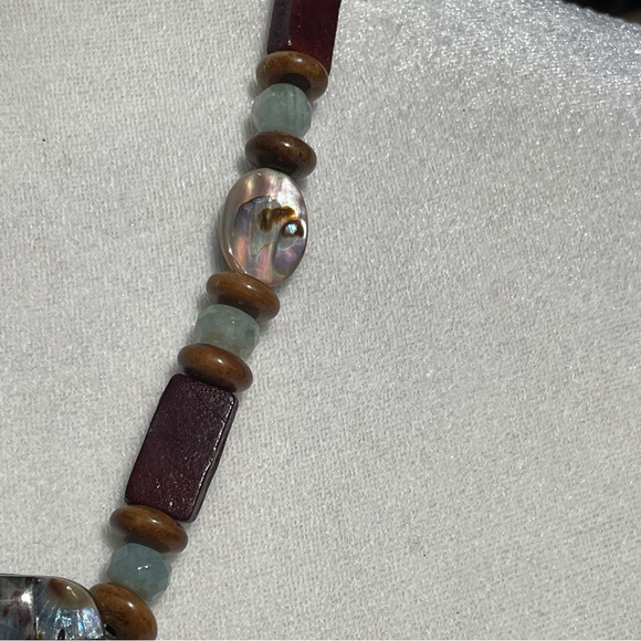 Statement Necklace Abalone Shell Beach Boho Pendant - Picture 2 of 14